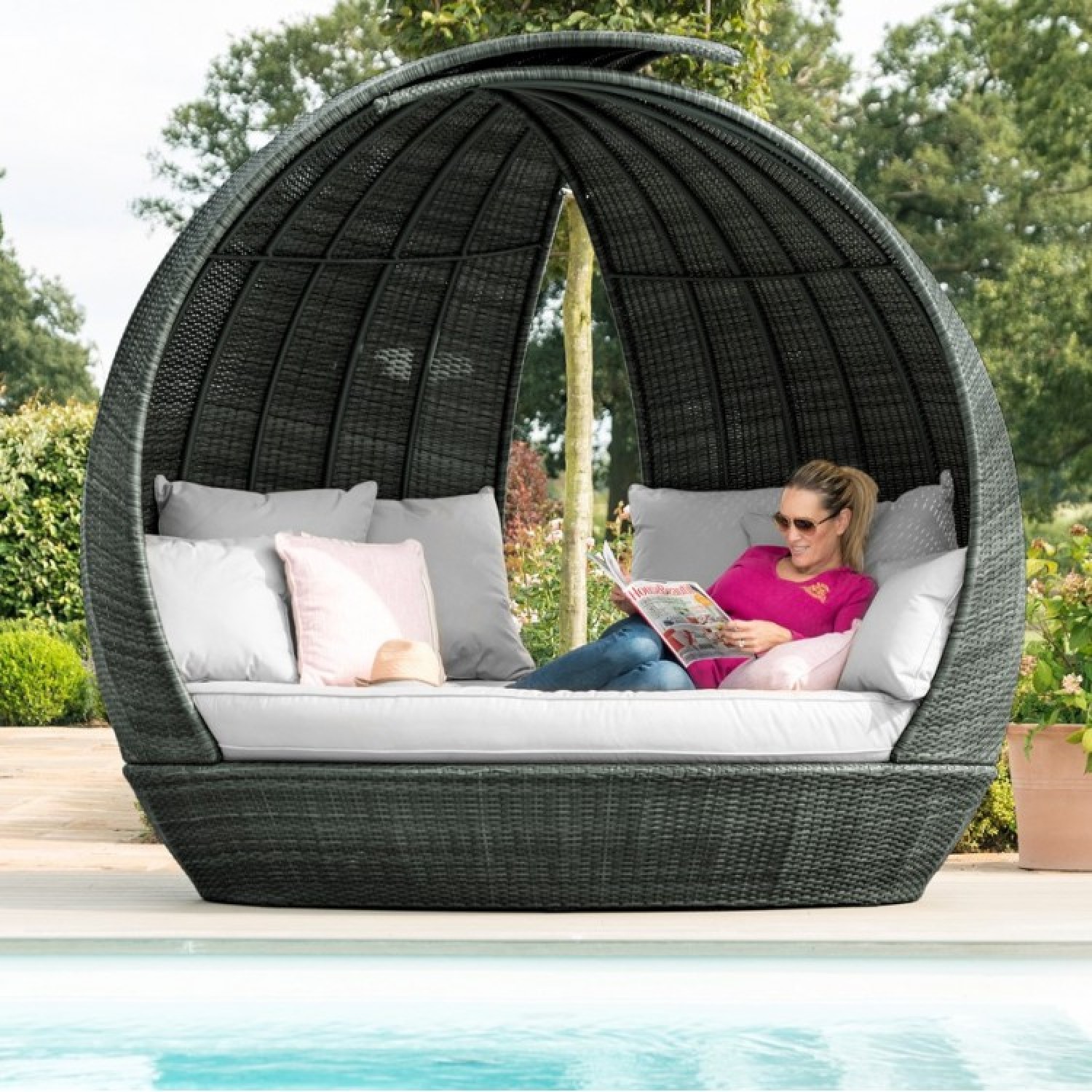 Rattan garden sofa bed sale